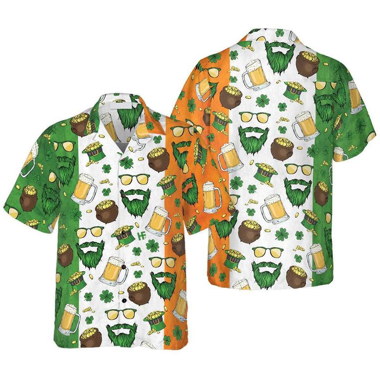 Beard Saint Patrick's Day Seamless Pattern Hawaiian Shirt, Funny Aloha Shirt - Perfect Gift For Friends, Husband, Boyfriend, Family, Summer Lovers