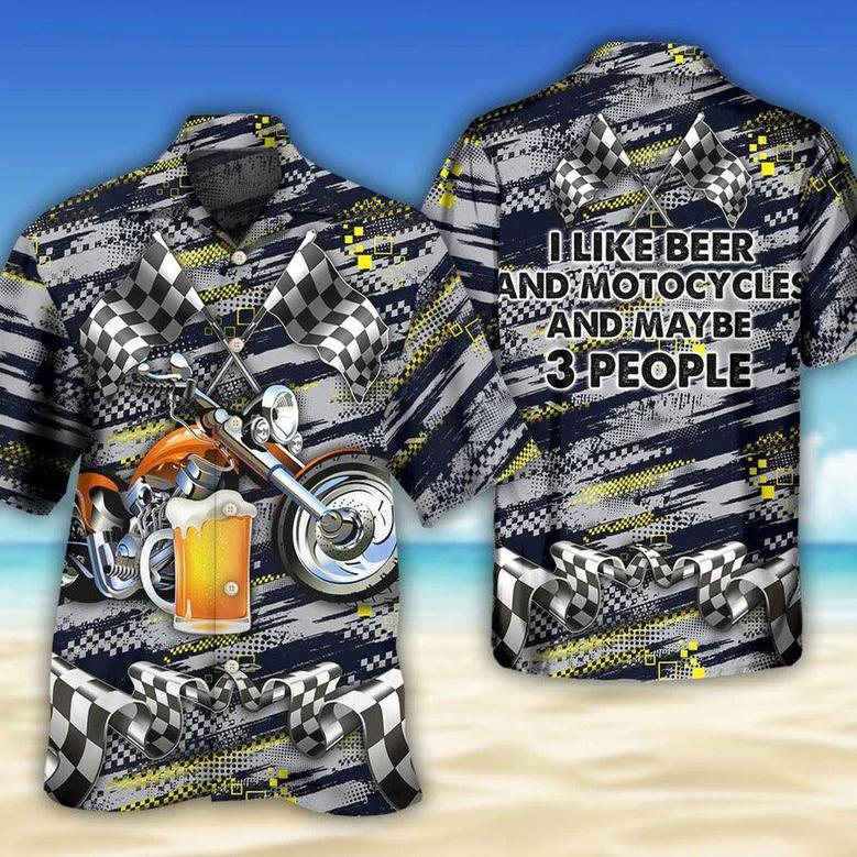 Beer Hawaiian Shirt, Beer And Motocycles, I Like Beer And Motocycles Aloha Shirt For Men And Women - Perfect Gift For Beer Lovers, Motorcycle Lovers