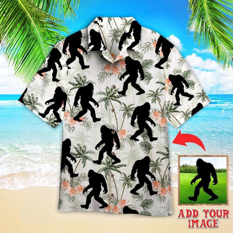 Bigfoot Coconut Tree Tropical Aloha Custom Hawaiian Shirt, Personalized Hawaiian Shirts, Custom Photo Hawaiian Shirt - Gift For Family, Friends