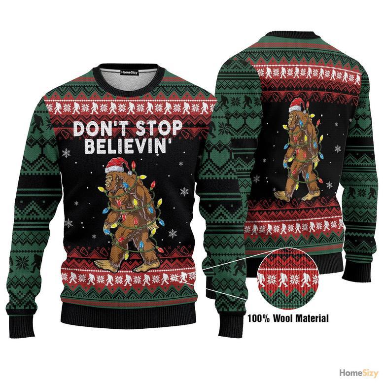 Bigfoot Don't Stop Believing Ugly Christmas Sweater