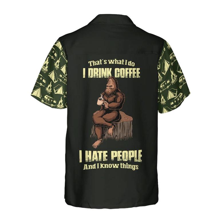 Bigfoot Hawaiian Shirt - Bigfoot Darryl Drink Coffee & Hate People Bigfoot Hawaiian Shirt, Camping Bigfoot Hawaiian Shirt - Perfect Gift For Husband, Boyfriend, Friend, Family