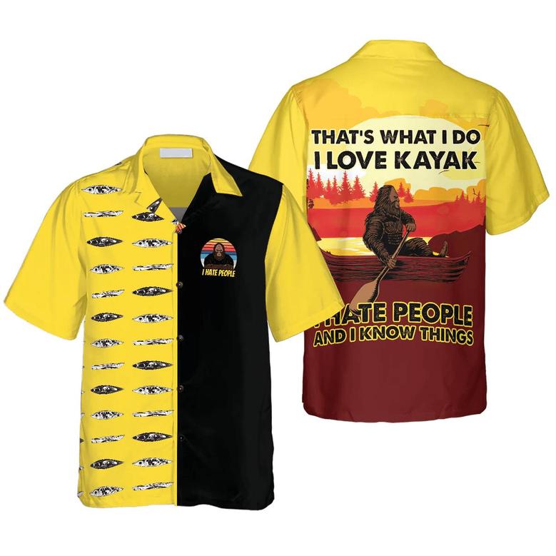 Bigfoot Hawaiian Shirt - Bigfoot Darryl Love Kayak & Hate People Bigfoot Hawaiian Shirt - Perfect Gift For Husband, Boyfriend, Friend, Family
