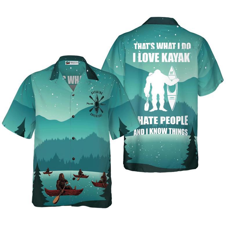 Bigfoot Hawaiian Shirt, Darryl Love Kayak & Hate People, Colorful Summer Aloha Shirt For Men Women, Perfect Gift For Friend, Family, Husband, Wife