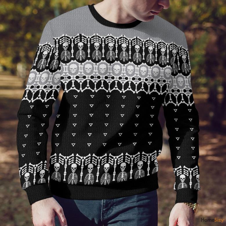 Black And White Skeleton Ugly Christmas Sweater