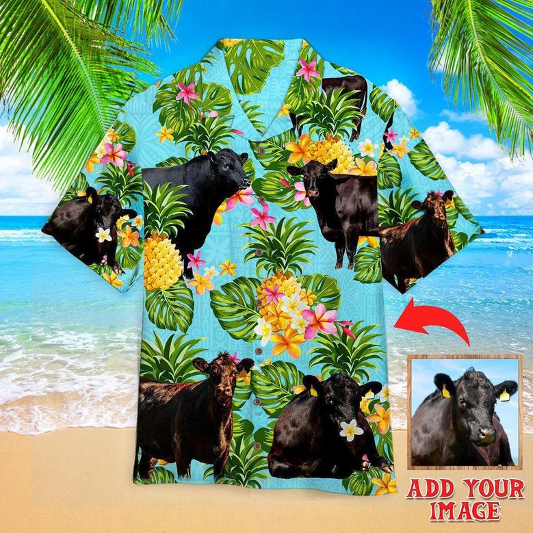 Black Angus Cattle Custom Hawaiian Shirt, Personalized Hawaiian Shirts, Custom Photo Hawaiian Shirt - Gift For Family, Friends