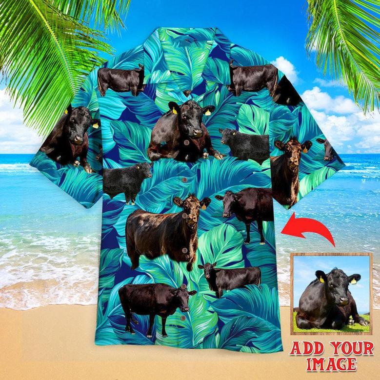 Black Angus Cattle Lovers Custom Hawaiian Shirt, Personalized Hawaiian Shirts, Custom Photo Hawaiian Shirt - Gift For Cattle Lovers, Friends, Family