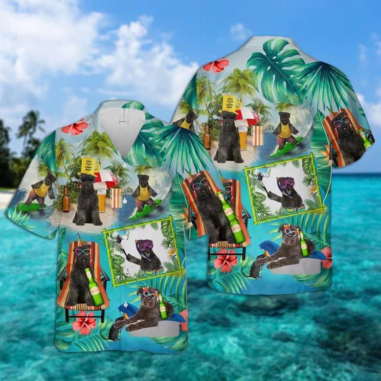 Bouvier des Flandres Hawaiian Shirt, Dog Surfing Tropical Summer Aloha Shirt For Men - Perfect Gift For Bouvier des Flandres Lovers, Friends, Family