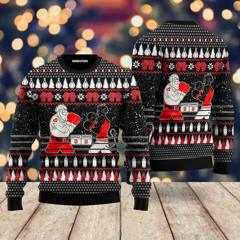 Boxing Santa And Krampus Ugly Christmas Sweater For Men & Women