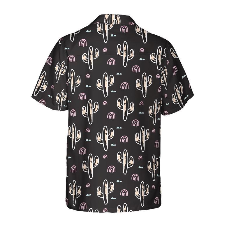 Cactus Plant Black Pattern Aloha Hawaiian Shirt For Summer