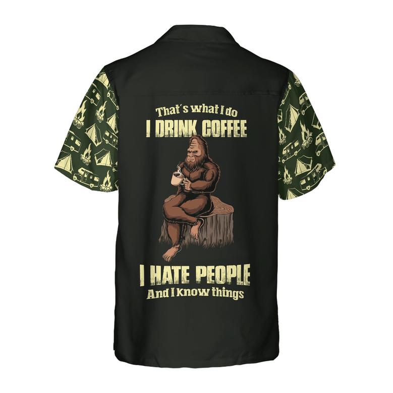 Camping Bigfoot Hawaiian Shirt, Darryl Drink Coffee & Hate People, Colorful Summer Aloha Shirt For Men Women, Perfect Gift For Friend, Family, Husband