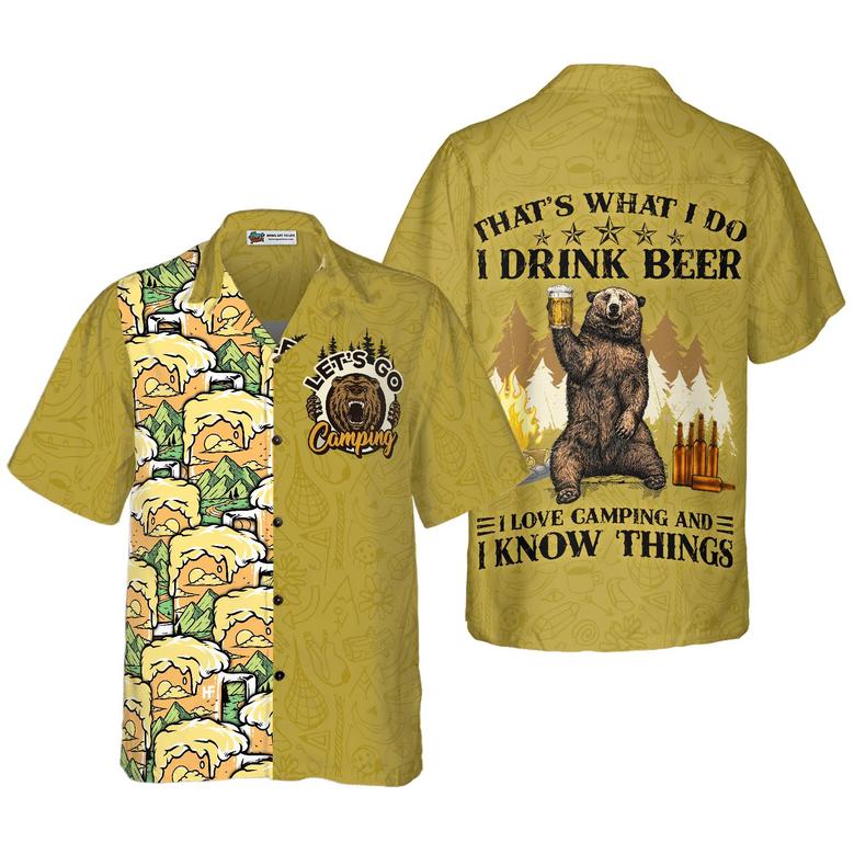 Camping Hawaiian Shirt, Bear Drink Beer, Colorful Summer Aloha Shirt For Men Women, Gift For Friend, Team, Camping Beer Lovers, Let's Go Camping