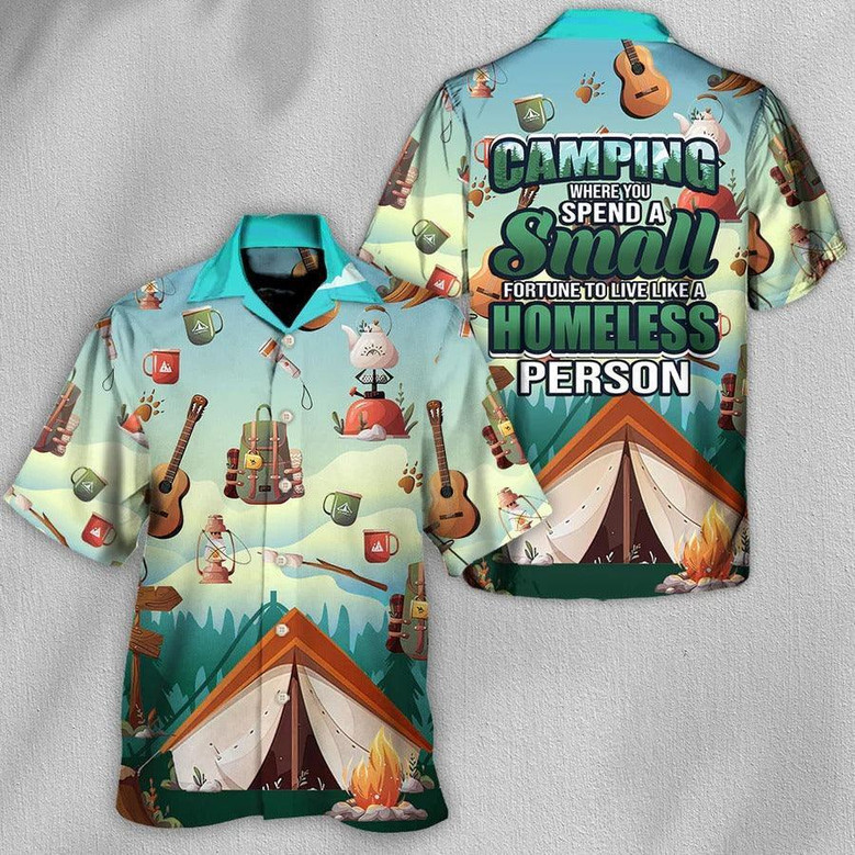 Camping Hawaiian Shirt, Camping A Homeless Person Hawaiian Shirt For Summer, Camping Aloha Shirt- Perfect Gift For Men, Women, Camping Lover, Friend