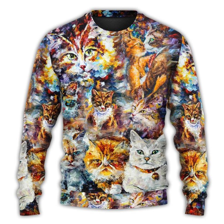 Cat Art Lover Cat Colorful Mixer Ugly Christmas Sweaters