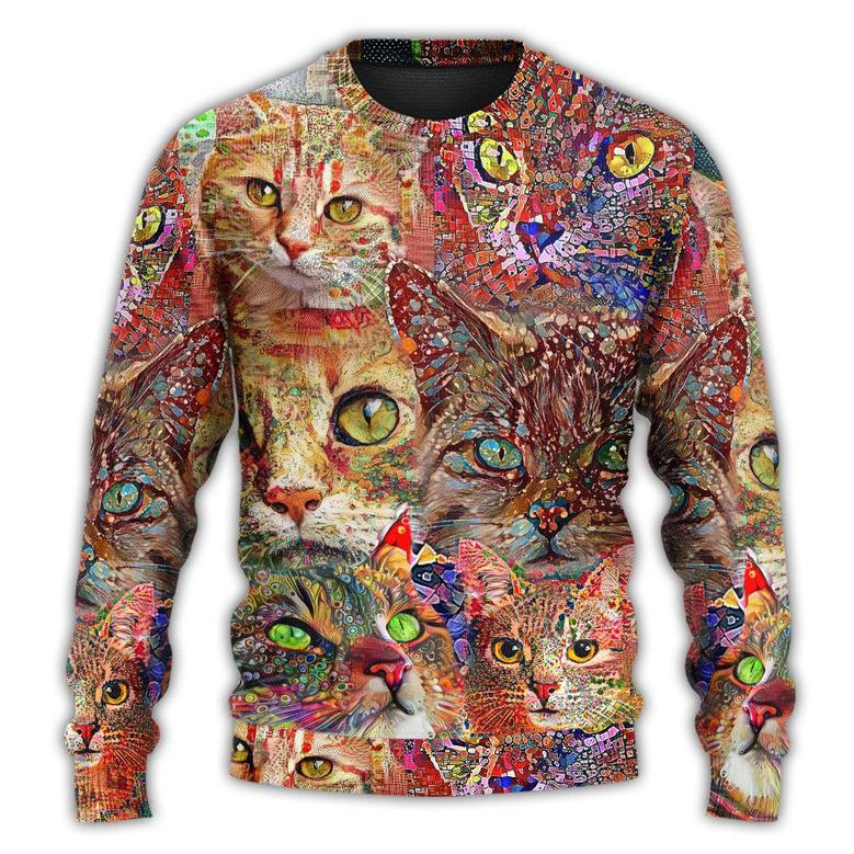 Cat Art Lover Cat Colorful Ugly Christmas Sweaters