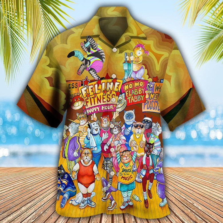 Cat Hawaiian Shirt For Summer, Cat Aerobics Instructor, Best