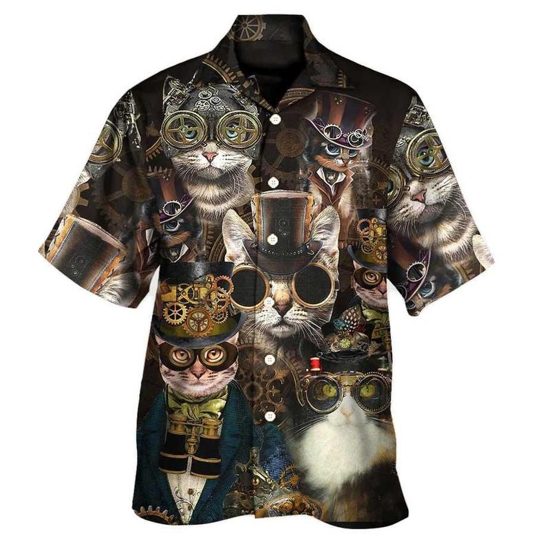 Cat Hawaiian Shirt For Summer, Cat Steampunk Art Machines Aloha Shirts - Best Colorful Cool Cat Hawaiian Shirts For Men Women, Friend, Cat Lovers