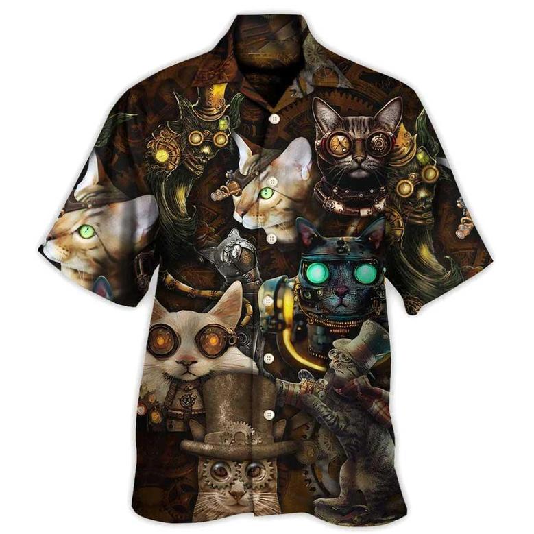 Cat Hawaiian Shirt For Summer, Cat Steampunk Art Steal Heart Aloha