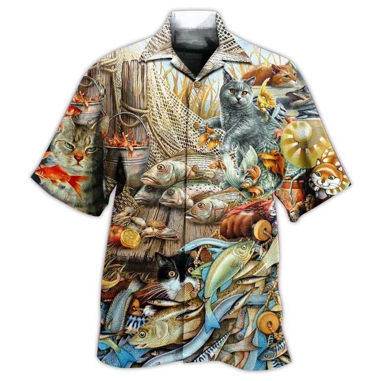 Cat Hawaiian Shirts For Summer, Cat Fish Delicious Meal Aloha Shirts, Best Cool Cat Hawaiian Shirts Outfit For Men Women, Friend, Team, Cat Lovers