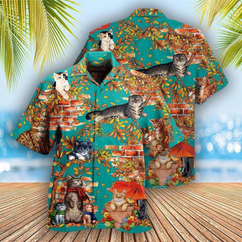 Cat Hawaiian Shirts For Summer, Cat In A Windy Day Aloha Shirts - Best Cat Hawaiian Shirts Outfit For Men Women, Friend, Team, Cat Lovers