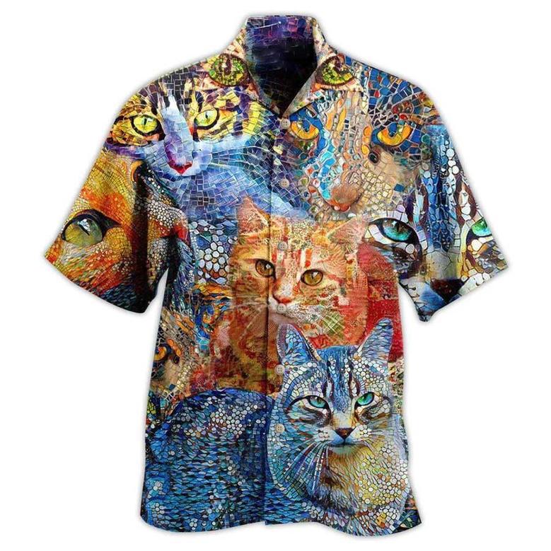 Cat Hawaiian Shirts For Summer, Cat Mosaic Amazing Aloha Shirts, Best Colorful Cool Cat Hawaiian Shirts Outfit For Men Women, Friend, Team, Cat Lovers