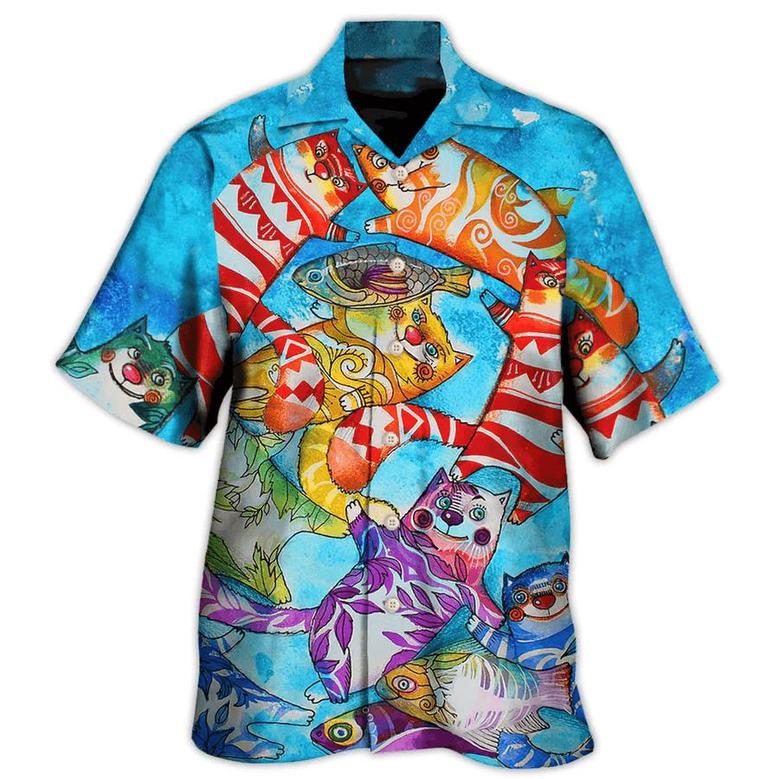Cat Lover Aloha Shirt - Cat And Fish Funny Together Hawaiian Shirt For Men And Women, Perfect Gifts For Cat Mom, Cat Dad, Friends, Family