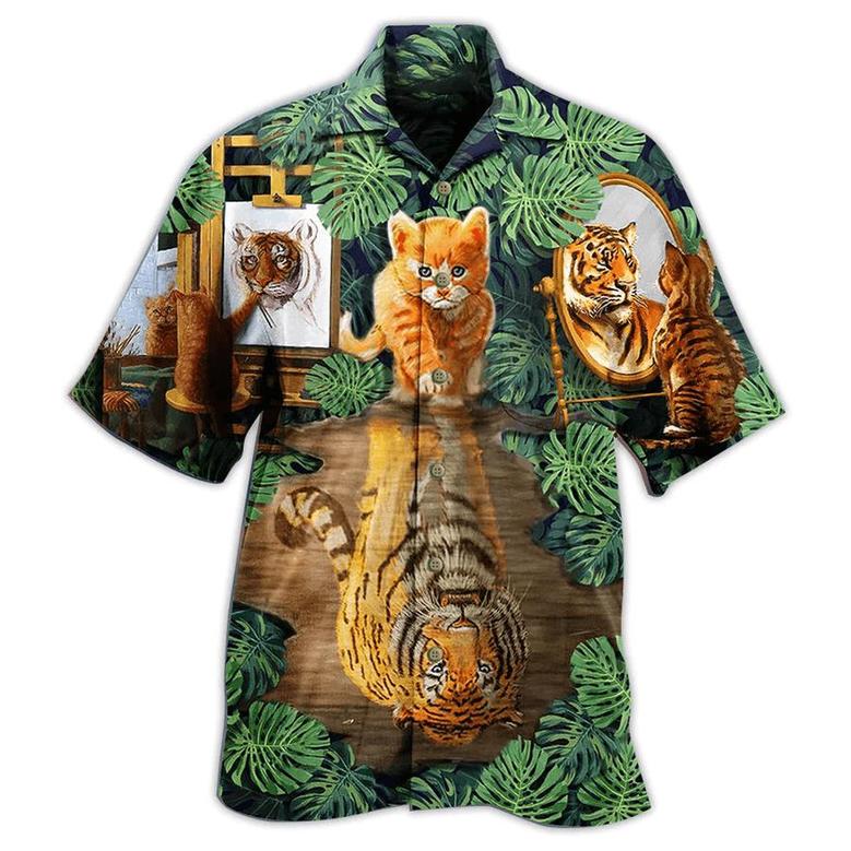 Cat Lover Aloha Shirt - Cat And Tiger Leaf Hawaiian Shirt For Men And Women, Perfect Gifts For Cat Mom, Cat Dad, Friends, Family