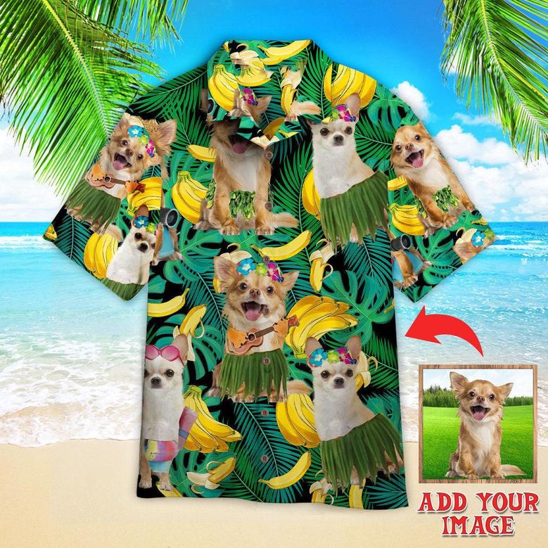 Chihuahua Hawaiian Shirt Custom Photo, Chihuahua Summer Leaves Banana Personalized Hawaiian Shirts - Perfect Gift For Chihuahua Lovers, Friends, Family