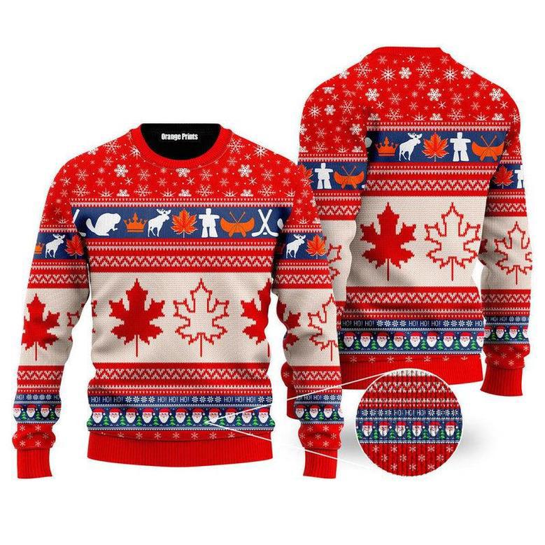 Christmas Canada Maple Leaf Ugly Christmas Sweater For Men & Women