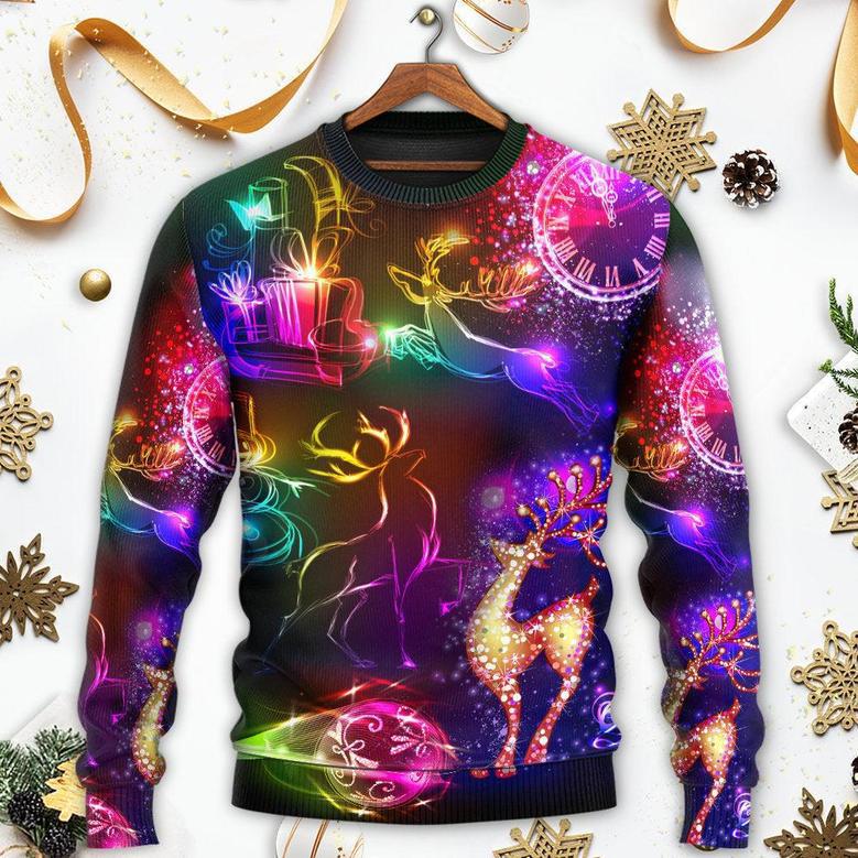 Christmas Reindeer Neon Light Bright Ugly Christmas Sweaters