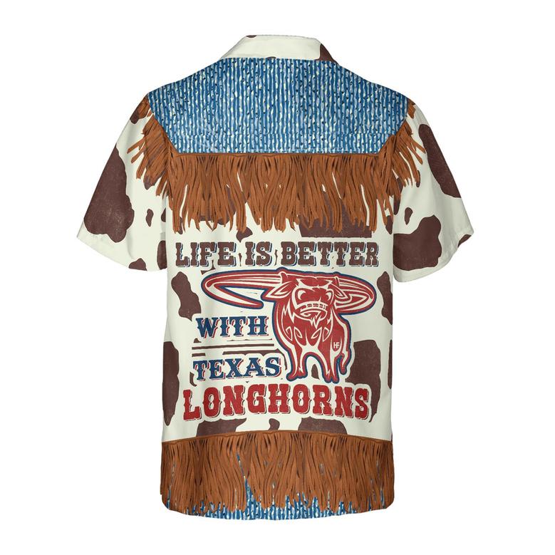 Cowboy Hawaiian Shirt, Cowboy Dairy Vintage Western Texas Hawaiian Shirt, Life Is Better With Texas Longhorns, Summer Aloha Shirt - Gift For Men Women