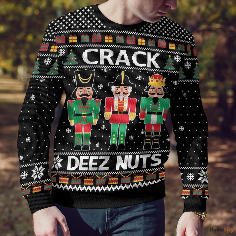 Crack Deez Nuts Nutcracker Ugly Christmas Sweater