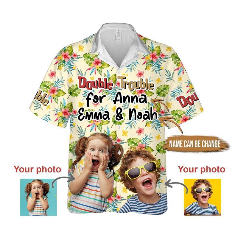 Custom Aloha Hawaii Shirt - Custom Photo Double Trouble Personalized Hawaiian Shirt For Summer - Perfect Gift For Friend, Family