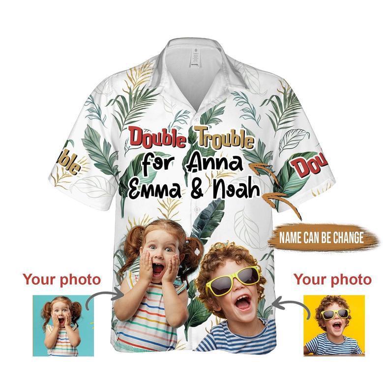 Custom Aloha Hawaii Shirt - Custom Photo Double Trouble Personalized Hawaiian Shirt For Summer - Perfect Gift For Friend, Family