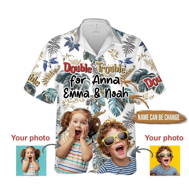 Custom Aloha Hawaii Shirt - Custom Photo Double Trouble Personalized Hawaiian Shirt For Summer - Perfect Gift For Friend, Family