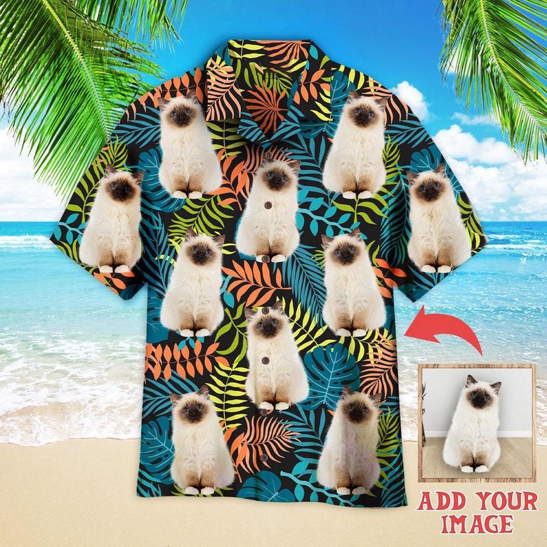 Custom Cat On Colorful Tropical Custom Hawaiian Shirt, Personalized Hawaiian Shirts - Perfect Gift For Cat Lovers, Family, Friends