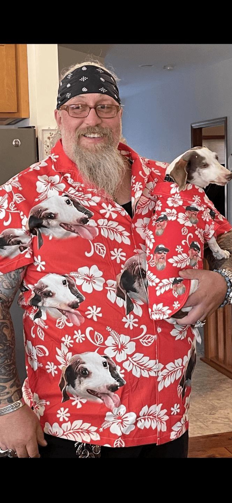 Custom Dog Face Aloha Hawaiian Shirts With Dog Face - Leaves Flowers Pattern Red Color Aloha Shirt - Personalized Hawaiian Shirts & Tops For Men Women