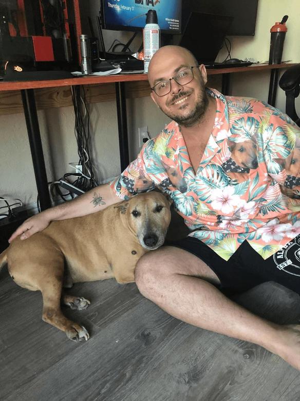 Custom Hawaiian Shirt With Dog Face - Leaves & Flowers Pattern Carrot Color Aloha Shirt - Personalized Hawaiian Shirt For Men & Women, Dog Lovers