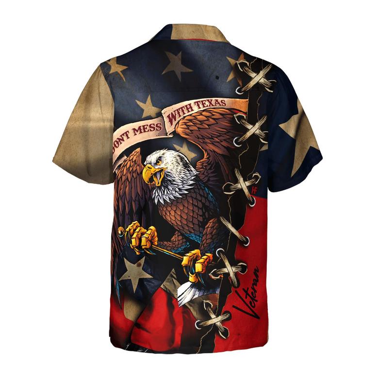 Texas Flag Eagle Custom Name Hawaiian Shirt, Personalized Name Don't Mess With Texas, Proud Texas, Summer Aloha Shirt Perfect Gift For Men Women