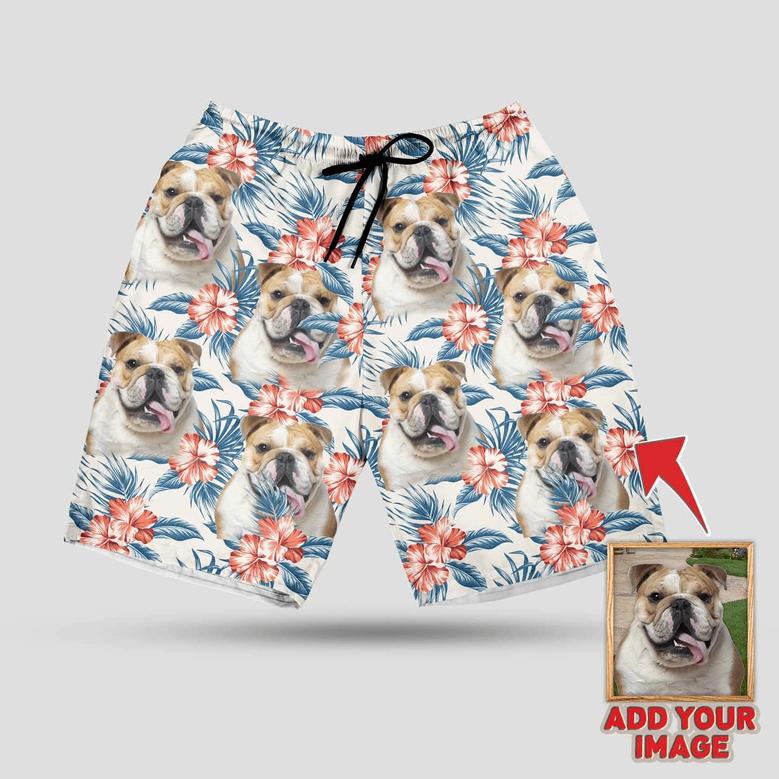 Custom Pet Dog Hawaiian Shirt - Custom Photo Pet Leaves & Flowers Pattern White Color Personalized Hawaiian Shirt - Perfect Gift For Animal Lovers, Friend, Family