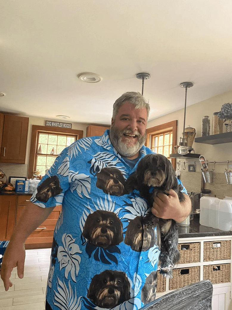 Custom Pet Dog Hawaiian Shirt - Custom Photo Pet Leaves Pattern Sea Blue Personalized Hawaiian Shirt - Perfect Gift For Animal Lovers, Friend, Family