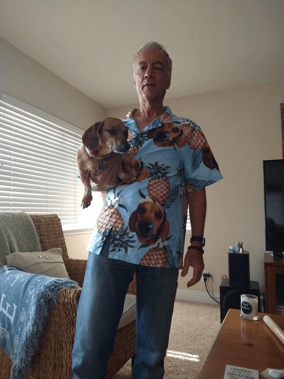 Custom Pet Dog Hawaiian Shirt - Custom Photo Pet Pineapple Pattern Light Blue Personalized Hawaiian Shirt - Perfect Gift For Animal Lovers, Friend, Family