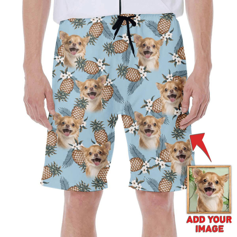 Custom Pet Dog Hawaiian Shirt - Custom Photo Pet Pineapple Pattern Light Blue Personalized Hawaiian Shirt - Perfect Gift For Animal Lovers, Friend, Family