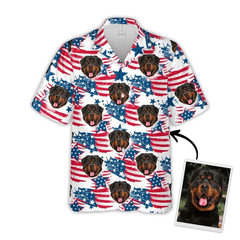 Custom Pet Dog Hawaiian Shirt - Custom Photo Pet Red & Blue Pattern Personalized Hawaiian Shirt - Perfect Gift For Animal Lovers, Friend, Family