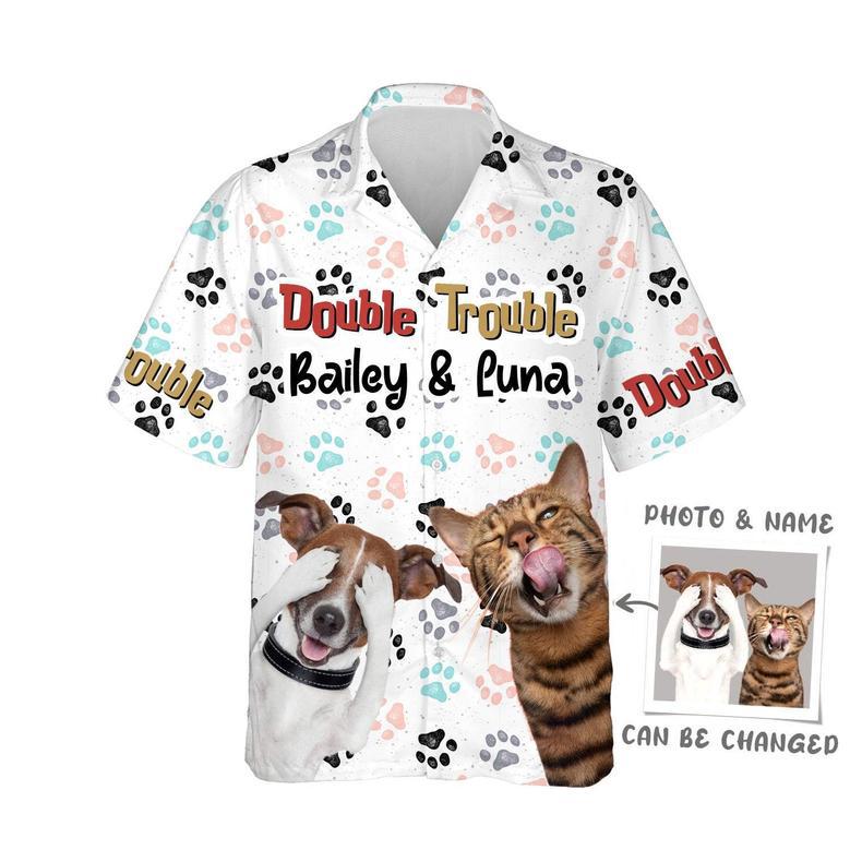 Custom Pets Aloha Hawaii Shirt - Custom Photo Dog Double Trouble Personalized Hawaiian Shirt For Summer - Perfect Gift For Dog Lovers, Cat Lovers Friend, Family