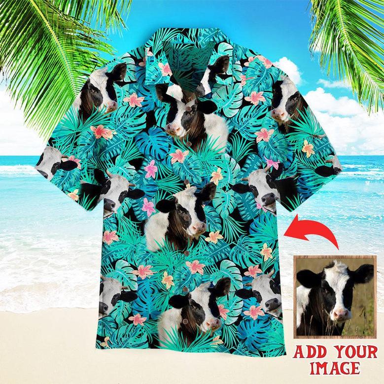Custom Photo Cow Tropical Custom Hawaiian Shirt, Personalized Hawaiian Shirts - Perfect Gift For Animal Lovers, Family, Friends