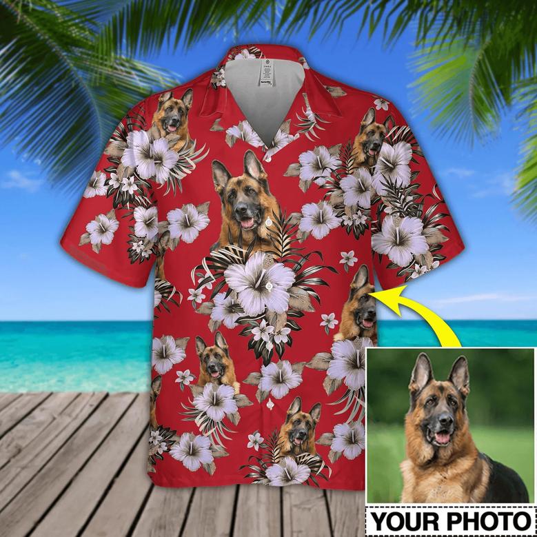 Custom Photo Dog Flowers Pattern Hawaiian Shirt, Personalized Hawaiian Shirts - Perfect Gift For Dog Lovers, Family, Friends