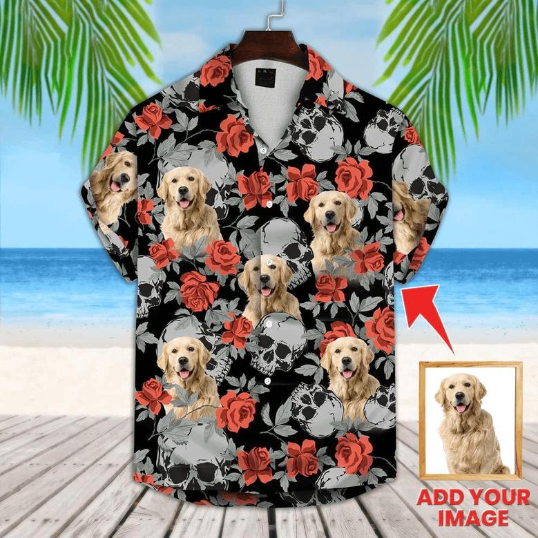 Custom Photo Tropical Leaves Skull Pattern Hawaiian Shirt, Personalized Hawaiian Shirts - Perfect Gift For Animal Lovers, Friends, Family