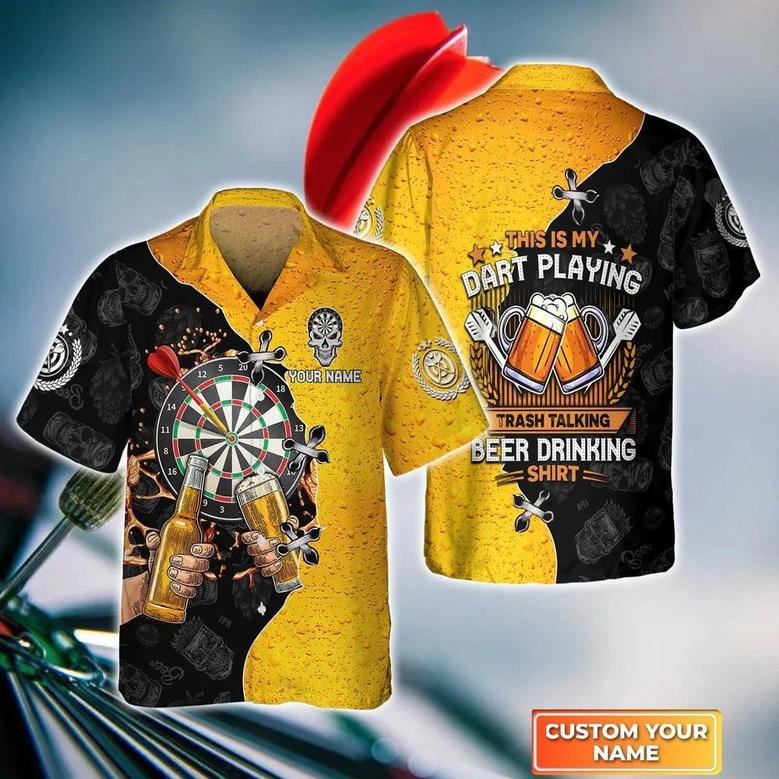 Customized Darts Hawaiian Shirt, Darts Playing Beer Drinking Personalized Name Hawaiian Shirt For Men - Perfect Gift For Darts Lovers, Darts Players