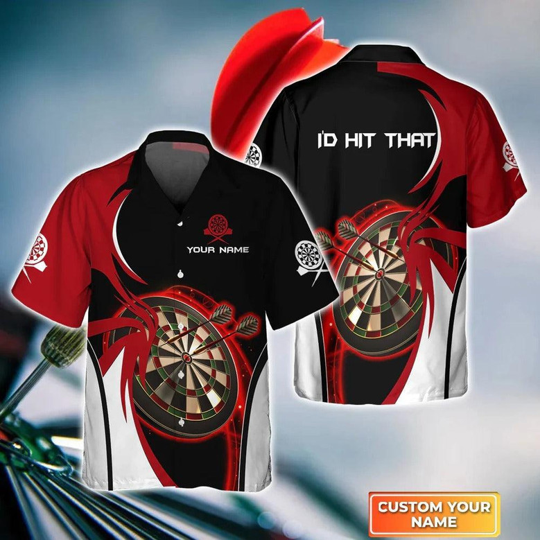 Customized Darts Hawaiian Shirt, I'D Hit That Darts, Personalized Name Hawaiian Shirt For Men - Perfect Gift For Darts Lovers, Darts Players