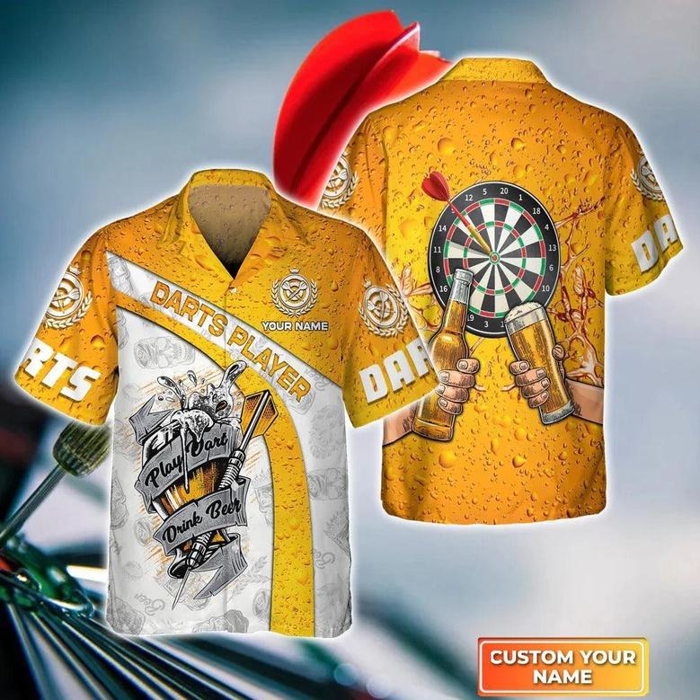 Customized Darts Hawaiian Shirt, Play Darts Drink Beer, Personalized Name Hawaiian Shirt For Men - Perfect Gift For Darts Lovers, Darts Players